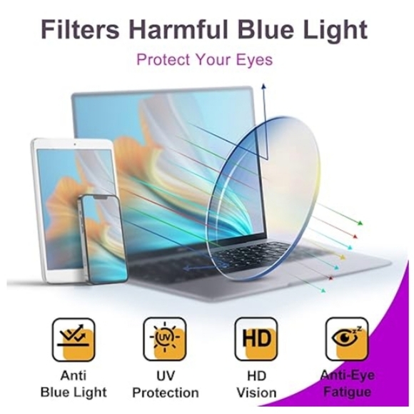 Oversized Square Blue Light Blocking Glasses Computer Clear Frame Eyewear - Picture 5 of 8